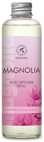 Raumduft Nachfüllflasche Magnolie 200ml – Raumerfrischer – Blumig und Langanhaltender Raumduft – Aroma Diffuser – Aromatherapie – Raumbeduftung - Reed Diffuser Refill