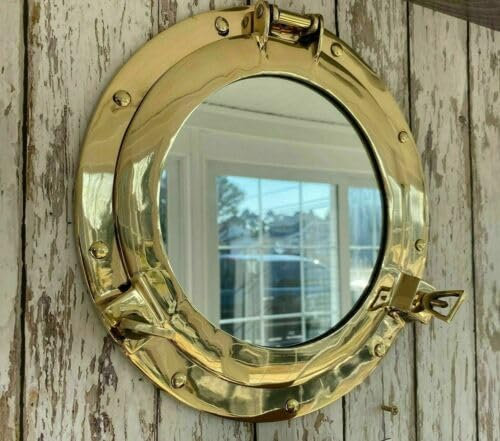 Porthole Mirror Antique Brass Porthole Nautical | Maritime Ship Boat Window & Wall Mirror Porthole| Home Decor Gift (24 Inch)