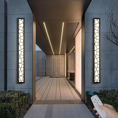 TZSMUM Dimmable LED Longue Applique Murale avec Télécommande IP65 Étanche Applique Villa Intérieur Extérieur Appliques Longue Aluminium Lampe Murale Luces de Exterior Terrasse (Dimmable,150CM 78W)