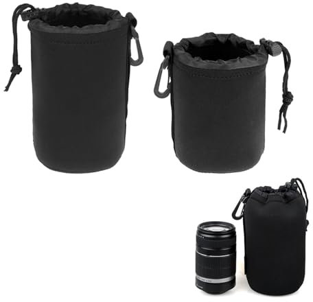 Sac D'objectif Pochette, Housse Objectif, Pochette pour Objectif de Caméra, Housse Pour Objectifs D'Appareil Photo En Néoprène, Etui Objectif Neoprène, Housses D'objectif étanches, M, L, 2 Tailles