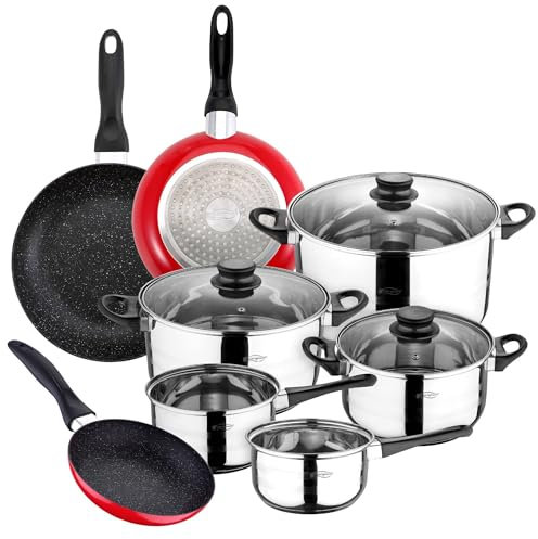 Juego de Batería de cocina de 8 piezas + 3 sartenes 16/20/24cm aluminio San Ignacio