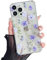 DEFBSC Compatible with iPhone 16 Pro Case, Clear Floral Flower Pattern Print Design for Girls Women Flexible Shockproof Soft TPU Bumper Protective Phone Case - Purple Cosmos