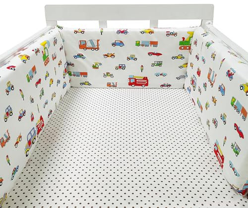 GYCF Baby Bettumrandung Nestchen Kinderbett Umrandung Atmungsaktiv Baby Krippen Stoßstangen Kantenschutz Kinderbett Stoßfänger Baby Bettumrandungen Kopfschutz,A09,150x30CM