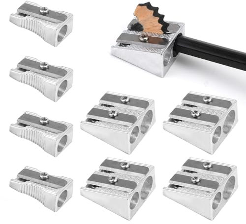 8 Pcs Metal Pencil Sharpeners 4 Pcs Double Hole Single Hole Aluminum Alloy Handheld Manual Graphite Sharpener Back to School for Pencil, Crayon, Graphite Pencils, Lip Liner, Home School