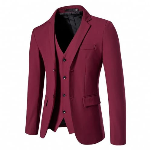 Men Blazer Men Temperament Business Work Suit Men Slim Fit Lapels Fashion Longsleeve Suit Men Casual Handsome Trend Suit Jacket G-Wine Red 6XL