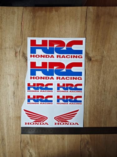 Honda HRC Zorkee Aufkleber, 8 Stück, Retro, Vinyl, Metall, Kunststoff, Holz, Honda HRC Logo, Rot