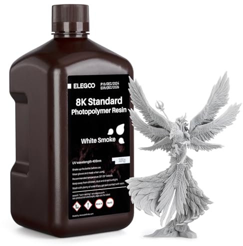 ELEGOO 8K Standard Photopolymer Resin 405nm UV-härtendes Harz Beste für Saturn 2 8K LCD 3D Drucker Weißer Rauch 2000G