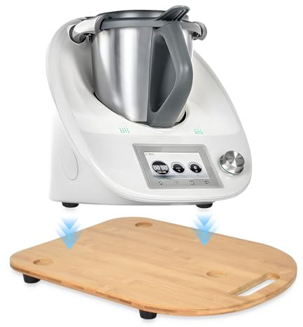 Dokeno Planche Coulissante pour Thermomix TM6 TM5, Planche à Glisser pour Thermomix en Acrylique/Bambou, Stable et Facile à Déplacer, Accessoire pour Thermomix, Blanc/Bambou (Bambou, Bambou)