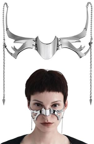 MOPZIJA cyberpunk maske，Punk Mechanische Maske, Unregelmäßiges Metall-Halbmasken-Gesichtsbekleidungszubehör, Halloween-Kostüm, Cosplay, Halbmaske, Gesichtsschmuck，cyberpunk cosplay，half face piece