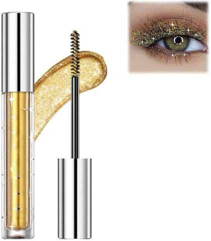 Question Beauty Glitter Mascara, Sparkle Gold Mascara for Women, Waterproof Long Lasting Diamond Sparkle