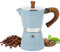 UNISOPH Moka Pot 300ml-6 Cups Espresso Maker, Italian Stovetop Coffee Makers Percolator with Anti-Scalding Handle Rubber Seal, Brewing Rich Coffee Moka Pot for Latte Mocha Cappuccino Macchiato(blue)