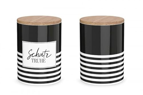 Rungassi Frischhaltedose Vorratsbehälter Keksdose Vorratsdose 1L Keramik Motiv: Salt and Pepper (Schatztruhe - 308571)
