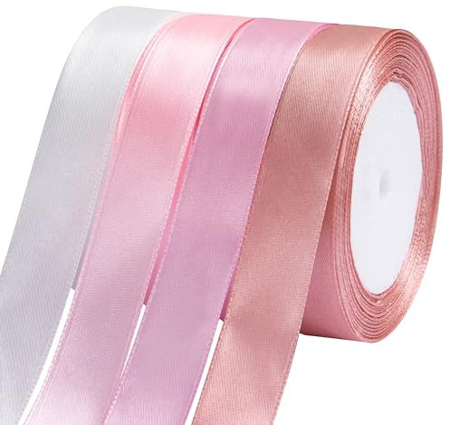 Fyshird Satinband Rosa 20mm x 22m Geschenkband Breit Schleifenband Hochzeit Polyester Bänder zum Basteln Dekoband für Geburtstag DIY Geschenkverpackung(Rosa Serie)