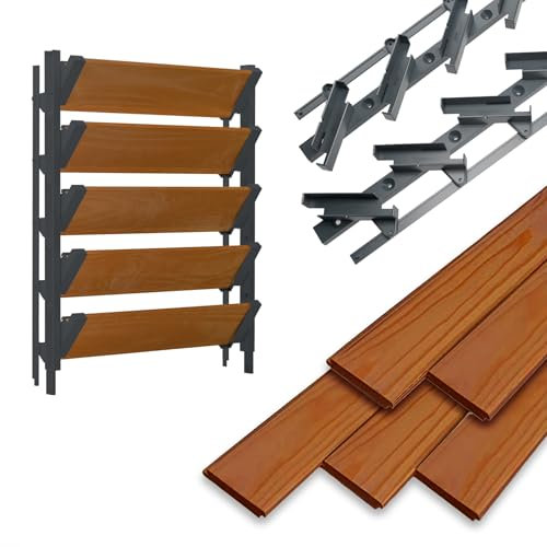 Prestige Ostaszewska Gartenbeschlagsystem mit 5 Lamellen | Farbe: Anthrazit, Bretter: Goldene Eiche | Rollläden, Terrassenbeschlagsystem/bewegliche Lamellen | Kunststoff, hochwertige Verarbeitung