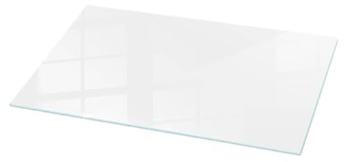 Plaque de Table en Verre 120x60 cm Verre Trempé pour Le Salon, la Cuisine et la Salle à Manger Decoratif Décor Élégant Durable Surface Lisse - Motif Blanc Lisse