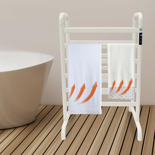 Toallero eléctrico con luz LED de pie, radiador de baño, secador de toallas, montaje en pared, calentador de toallas, con temporizador, para baño IPX3