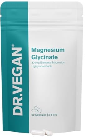 Daily Magnesium Glycinate 1500mg | Provides 300mg Pure Elemental Magnesium | | Fatigue, Mood and Muscle Recovery | 60 Vegan Capsules | Two-A-Day