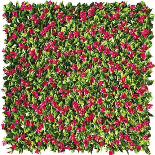 TENAX Divy Panel Bouganville 100x100 cm Grün-Fuchsia, Modulares Paneel mit künstlichen 3D-Blättern im Bougainvillea-Stil für Wände, vertikale Gärten und Innen-/Außendekoration