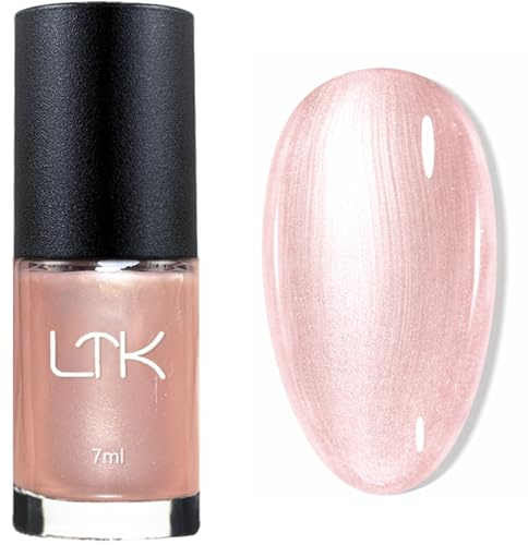 Pearl Pink Nail Polish, Quick Dry Pink Nail Varnish, Light Pink Shell Shimmer Nail Lacquer, Pearlescent Reflective Mermaid Effect, No UV Lamp Needed, Glossy Long Lasting Nail Art DIY Home
