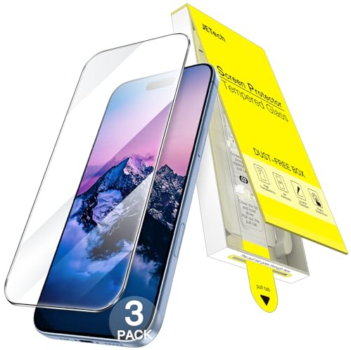 JETech Schutzfolie für iPhone 17, 3 Stück | Ein-Schritt Automatische Ausrichtung, 9H Gehärtetes Glas Displayschutzfolie, HD Klar, Blasenfreie Installation