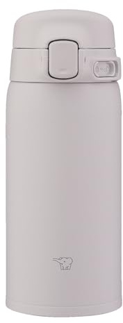 Zojirushi SU-BA Vakuum-Isolierbecher, 360-480 ml - One-Touch-Öffnen, spülmaschinenfester Körper, nahtloser 2-teiliger Deckel für einfache Reinigung, hält Getränke heiß & kalt (Soft Grey, 360 ml)