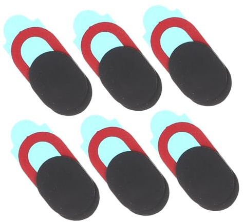 SECFOU 6PCS Oval Webcam Privacy Slider Cover Black with Red Frame Ultra Thin Webcam Protector for Laptop Tablet Smartphone Durable Compact Privacy Shield to Prevent Unauthorized