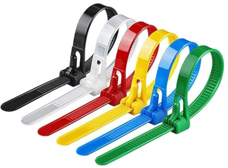 Fangxuee 200PCS Buckle Self-Locking Premium Nylon Cable Wire Ties,8 X 200mm Adjustable Reusable Nylon Strap with Buckle