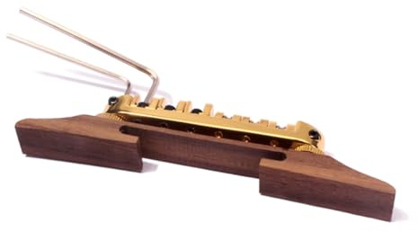 HEMOTON Jazz gitarrenbrücke Palisander mit Goldfarbenen Rollensätteln Verstellbar Ersatzteile Archtop Gitarre Robuste Metall holz kombination