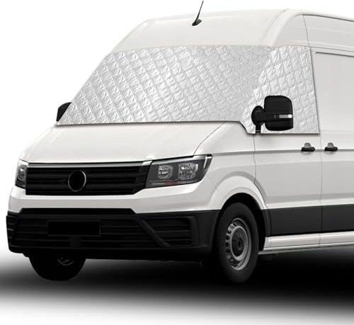 Frontscheibenabdeckung für VW Crafter II & Grand California (2017-2026) | Passend für VW Crafter Campervan & MAN TGE | 4-Jahreszeiten Sonnenschutz & Frostschutz | Hitzeschutz, Eis- & UV-Schutz