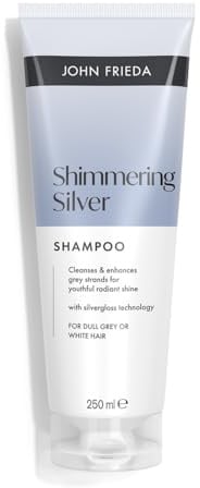 John Frieda Shimmering Silver Shampoo 250ml | Grey Hair Care, White Hair Support, Soft Shine