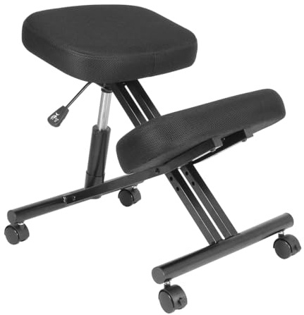 Spacetronik Kniestuhl Ergonomisch, Kniehocker Höhenverstellbar 54–64 cm | Bürostuhl zur Korrektur der Sitzhaltung, Rollhocker für Büro & Home Office, Stahlrahmen bis 125 kg