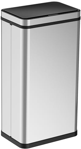 Ribelli Edelstahl Mülleimer 70 Liter - Abfalleimer mit Sensor - Automatisches Öffnen und Schließen - Küchenmülleimer mit LED-Funktionsanzeige, Silber