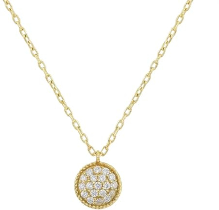 Suzan Gold® 375 Echtgold Halskette mit rundem Pavé Zirkonia Anhänger elegant hypoallergen wasserfest – Orbella Pavé