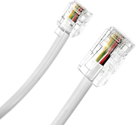 JZK 2M RJ11 to RJ45 Cable, High-Speed Ethernet Cord, DSL/VoIP Modem Router Patch Lead, 6P4C to 8P8C Flat Network Extension Cable, for Fax Machine, Landline Phone, Router, White