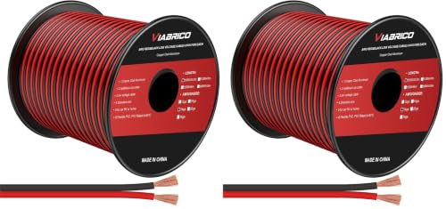 VIABRICO 14AWG 100FT Electrical Wire 2 Conductors Red Black for LED Lighting Strips Flexible Extension Cord 14 Gauge Copper Clad Aluminum Wire 12V/24V DC Cable (Pack of 2)