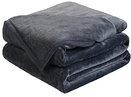 EASELAND Soft King Size Blanket Winter Warm Microplush Lightweight Thermal Fleece Blankets for Couch Bed Sofa,90x108 Inches,Dark Grey