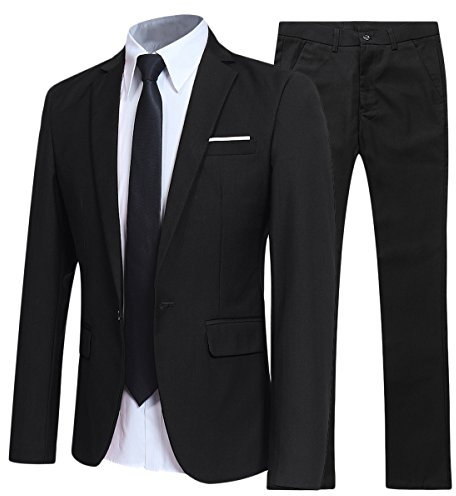 Allthemen Anzug Herren Anzüge Slim Fit 2 Teilig Business Herrenanzug Sakko Hose Schwarz XL