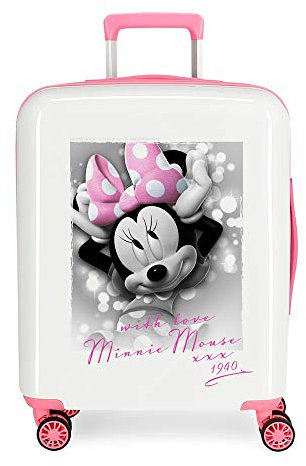 Disney Minnie Style Kabinenkoffer Mehrfarbig 37x55x20 cms Hartschalen ABS Kombinationsschloss 38.4L 2,9Kgs 4 Doppelräder Handgepäck, Weiß