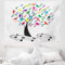 ABAKUHAUS Musik Wandteppich, Baum mit Anmerkungen Glück aus Weiches Mikrofaser Stoff Waschbar ohne Verblassen Digitaldruck, 150 x 110 cm, Weiß Dunkelgrau