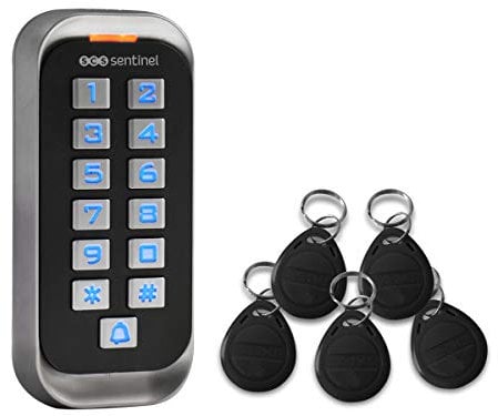 SCS Sentinel SCS3701085202989 SCS Sentinel-AAA0037 – Tastiera di codifica con 5 Badge – Cavo Fino a 2000 utenti – per Serratura elettrica o Automatica di cancello – Codice Access RFID, Blau