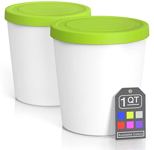 BALCI - Premium-Eiscreme-Behälter (2 Stück – je 1 Quart), perfekte Gefrieraufbewahrungsbehälter mit Deckel für Eis, Sorbet und Gelato. - Grün