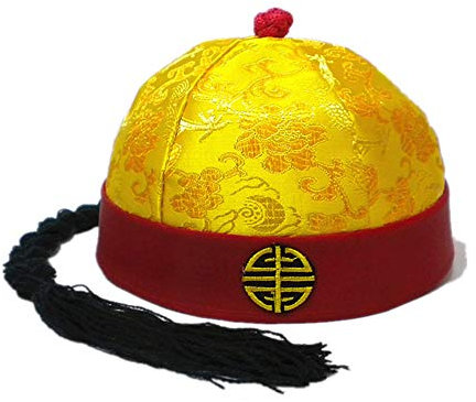 Zhou-long Alte chinesische königliche Kaiserhut Rollenspiel dekorative Cosplay Hut, gelb, 6.8 * 4.5英寸(长*高)