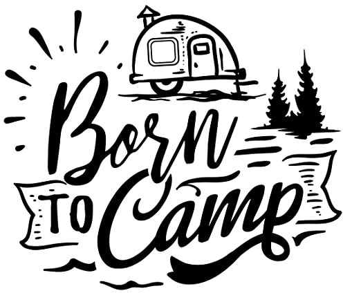 Samunshi® Born to Camp Schriftzug Aufkleber Sticker Autoaufkleber Scheibenaufkleber Motorradaufkleber - 25x21cm schwarz
