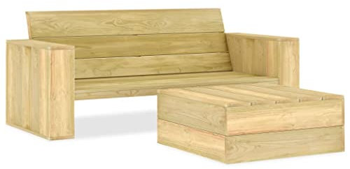 vidaXL Kiefernholz Imprägniert Gartenmöbel 2-TLG. Lounge Sitzgruppe Sofa Bank Tisch Gartenbank Gartensofa Garten Garnitur Sitzgarnitur Gartenset