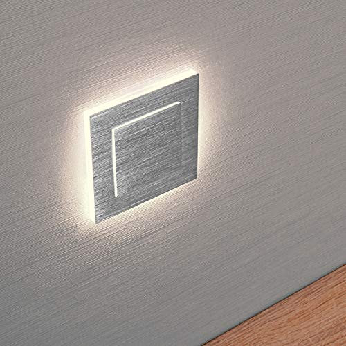 max K O M F O R T LED Treppenbeleuchtung 230V warmweiß 2,5W ECKIG Treppenleuchte Wand Einbauleuchte Einbaustrahler Treppenlicht Flurleuchte Nachtlicht 6108