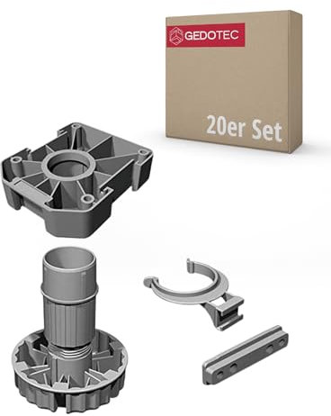 Gedotec Sockelverstellfuß | höhen-verstellbar Küchenschrank-Füße | 500 kg Tragkraft | Möbelfüße schwarz | Höhe 100 mm | komplett Set Möbelbeine | 20 - Stück Schrankfuß aus hochwertigem Kunststoff