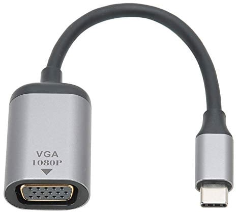 ASHATA USB-C-zu-VGA-Adapter, Typ-C-Stecker zu VGA-Adapter Conventor Kurzkabelanschluss PVC aus Aluminiumlegierung für /für Android/für OS X.