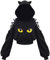 EUDOLAH Damen Hoodie Schulterfrei Katzen Ohr Hoodie Kapuzenpulli mit Bänder kurzes Sweatshirt (Katzenaugen S)