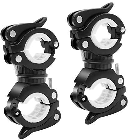 2 Stücke Fahrrad Halterung Universal Fahrradhalterung 360°Drehbarer Universal Fahrrad Taschenlampe Halter Lenkerhalterung Einstellbar Licht Klemmen für Taschenlampe Schienenfahrradlicht Halter (Weiß)