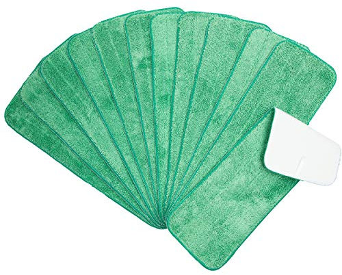 Arkwright Spray Mop Replacement Pads - (Pack of 12) Bulk Microfiber Flat Dry and Wet Refill Mop Pads Floor Cleaning, Compatible with Bona and Rubbermaid, Fits All Mop Heads, 18 in, Green